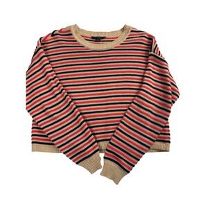 AE Studio Striped Crewneck Sweater Beige Red Blue M Casual Cozy American Eagle